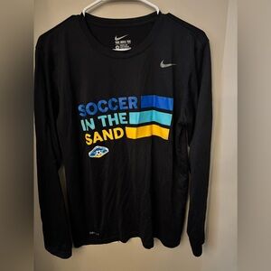 Nike Black Long Sleeve Shirt with Blue and Yellow Graphic-Unisex sizing
